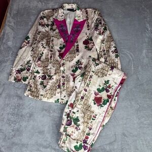 ASOS Suit Mens 38S Cream Magenta Floral Embroidered Tapestry Blazer Pants 30x30